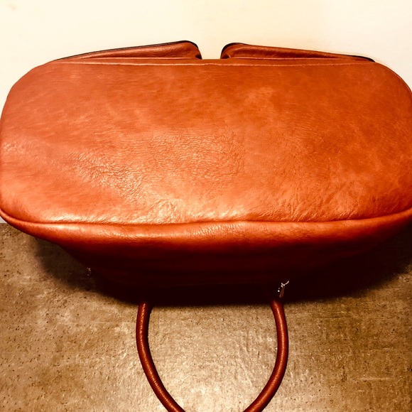 Large Satchel / Shoulder Bag Purse Cognac Brown - Picture 5 of 8